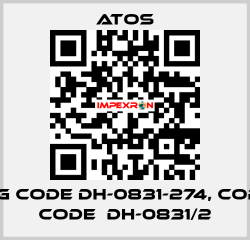 wrong code DH-0831-274, correct code  DH-0831/2 Atos