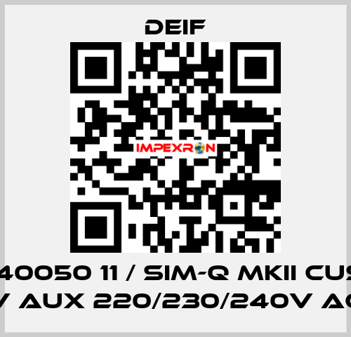 2961740050 11 / SIM-Q MKII CUSTOM, V aux 220/230/240V AC Deif