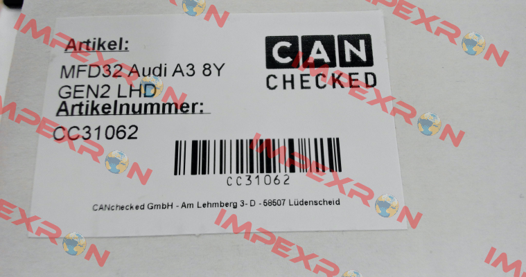 280156 / CANchecked MFD32 GEN 2 - 3.2" Display Audi A3 8Y - LHD CANchecked