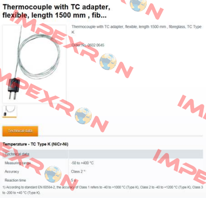 Thermocouple with TC adapter (0602 0645)  Testo