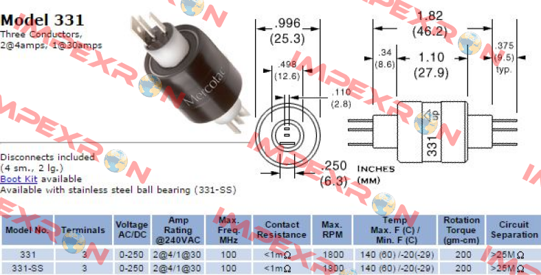 LM03-03310-S0 , Type 331-VA  Mercotac