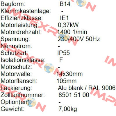 MS071B4STD B14-230/400 Elvem