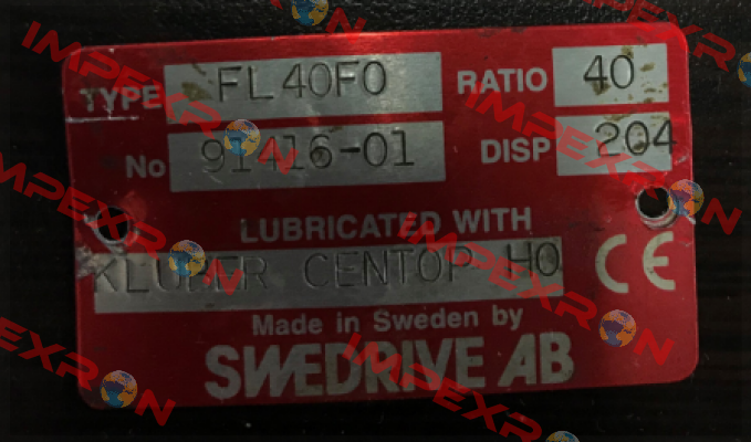 Type: FL 40 FO - 0 - 0 - 204 - R Swedrive