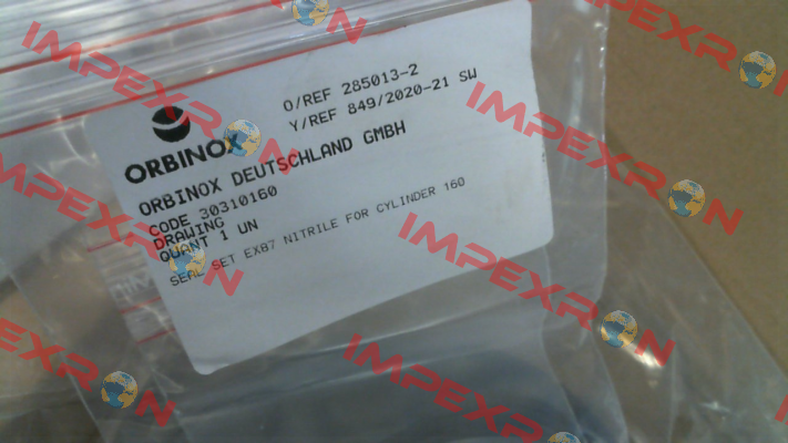 O-ring set for for pneumatic cylinder type C160 Orbinox