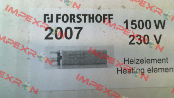 Heating element 1500 W 230 V Typ K Forsthoff